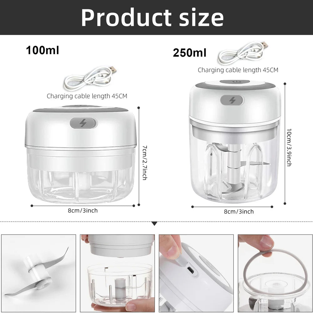 Electric Kitchen Food Chopper Mini Garlic Masher Crusher USB Portable Meat Grinder Vegetable Chopper for Kitchen Gadgets