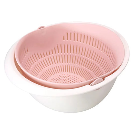 Kitchen Fruit Tray Removable Double Layer Fruit and Vegetable Basin Draining Basket Creative Household Rotating Washing Basket