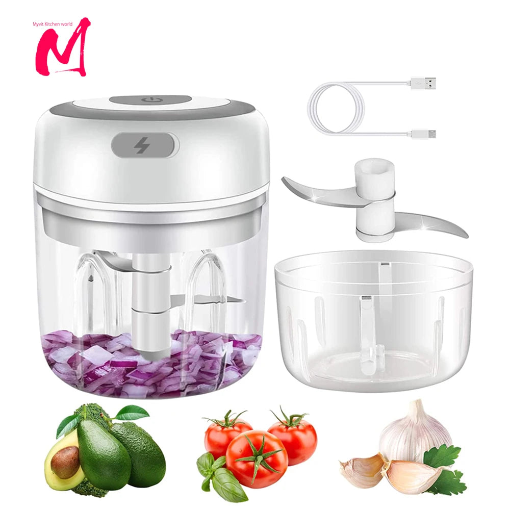 Electric Kitchen Food Chopper Mini Garlic Masher Crusher USB Portable Meat Grinder Vegetable Chopper for Kitchen Gadgets