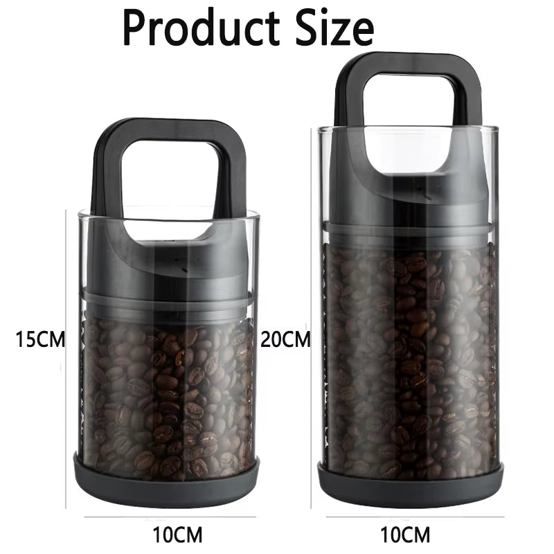 Coffee Beans Vacuum Sealed Tanks Kitchen Food Storage Clear Glass Container Tea Moisture-Proof Canister Home Fresh Keeping Cans